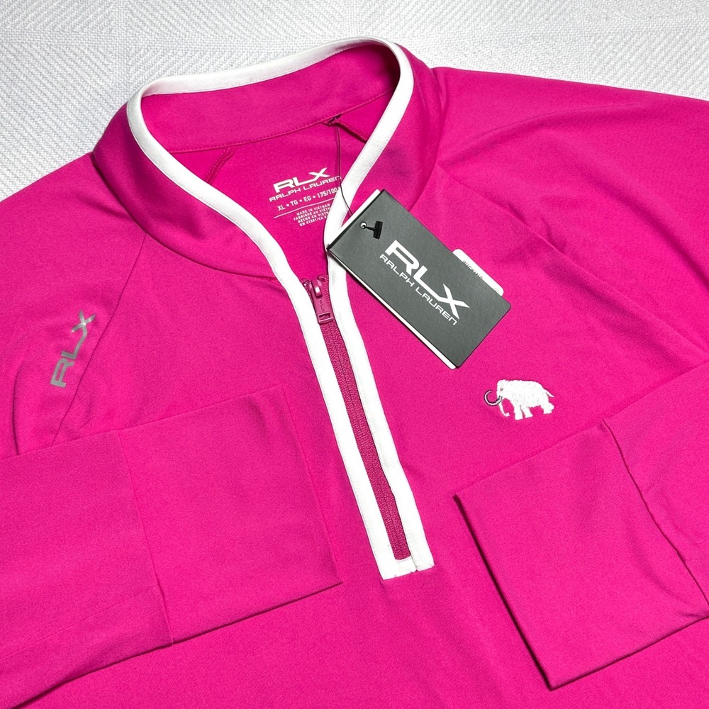 NEW RLX Ralph Lauren 1/4 Zip Pullover Womens XL Pink Jersey Sand Valley Mammoth
